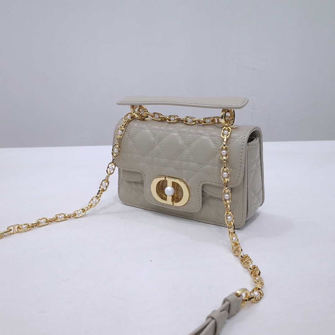 Mini Dior Jolie Top Handle Bag Warm Taupe Cannage Calfskin